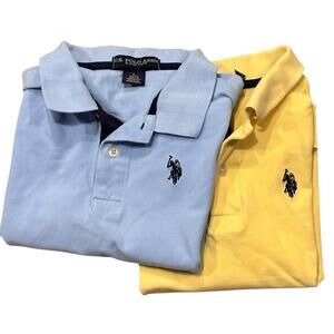 US Polo Assn (2) Boys Cotton Polos Pale Blue & Butter Yellow Large (10-12)